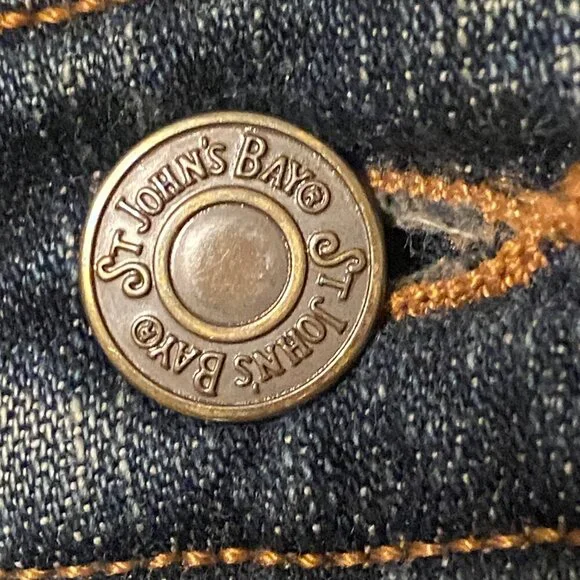 St. John's Bay Denim Pants Bootcut Dark Blue Artsy Back Pockets Size (12) - Picture 5 of 8